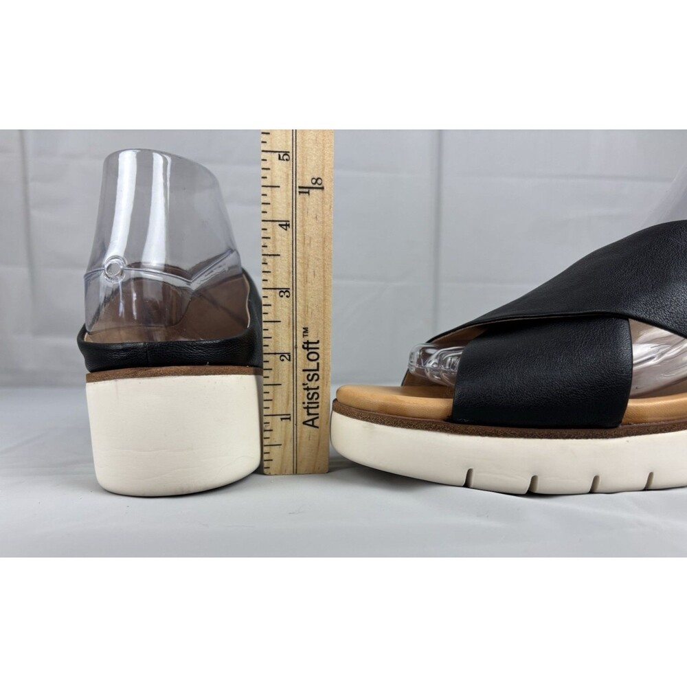Corso Como Bilanka Leather Sandals 9M Black Wedge Cross Strap Slip-On Slide - Picture 9 of 12